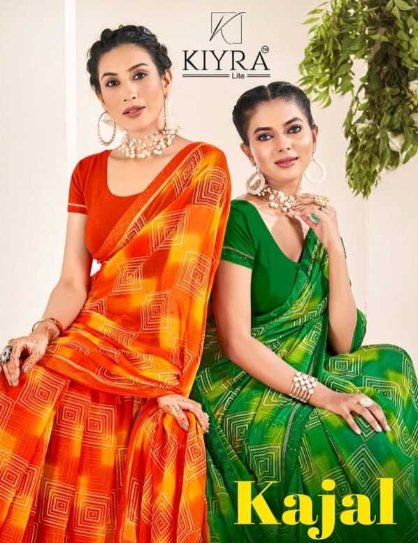 kiyra saree kajal heavy chiffon pattern print saree with blouse