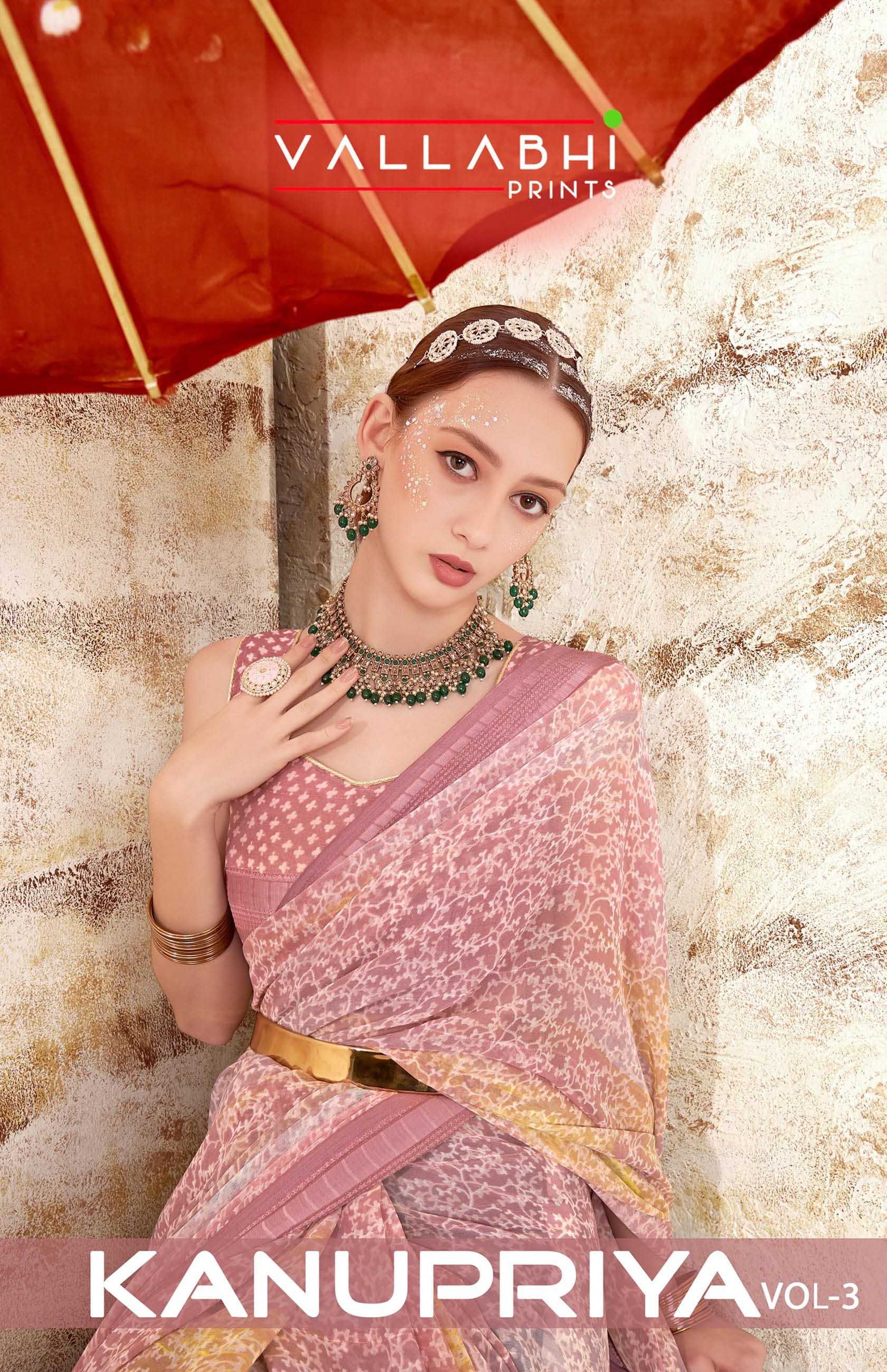 vallabhi prints kanupriya vol 3 elegant style georgette saree with blouse 