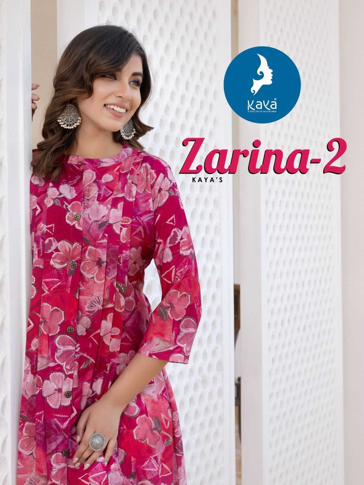 zarina vol 2 by kaya anarkali style chanderi foil print full stitch indowestern long kurti  