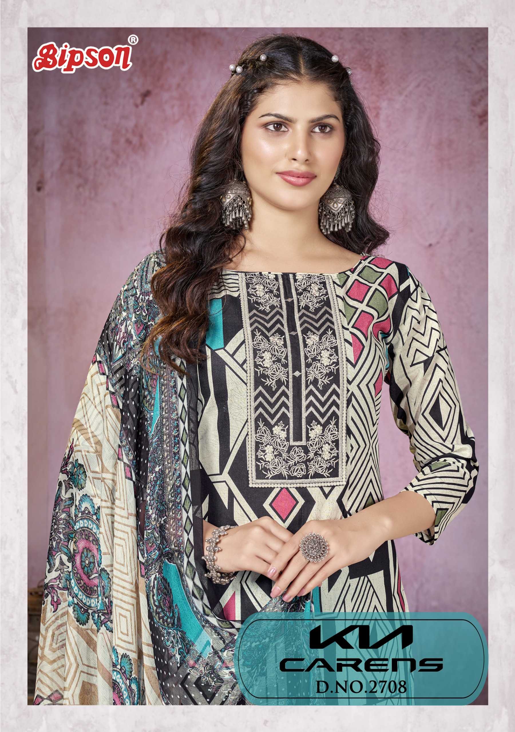 bipson prints kia carens 2707 cotton fancy casual wear salwar suit