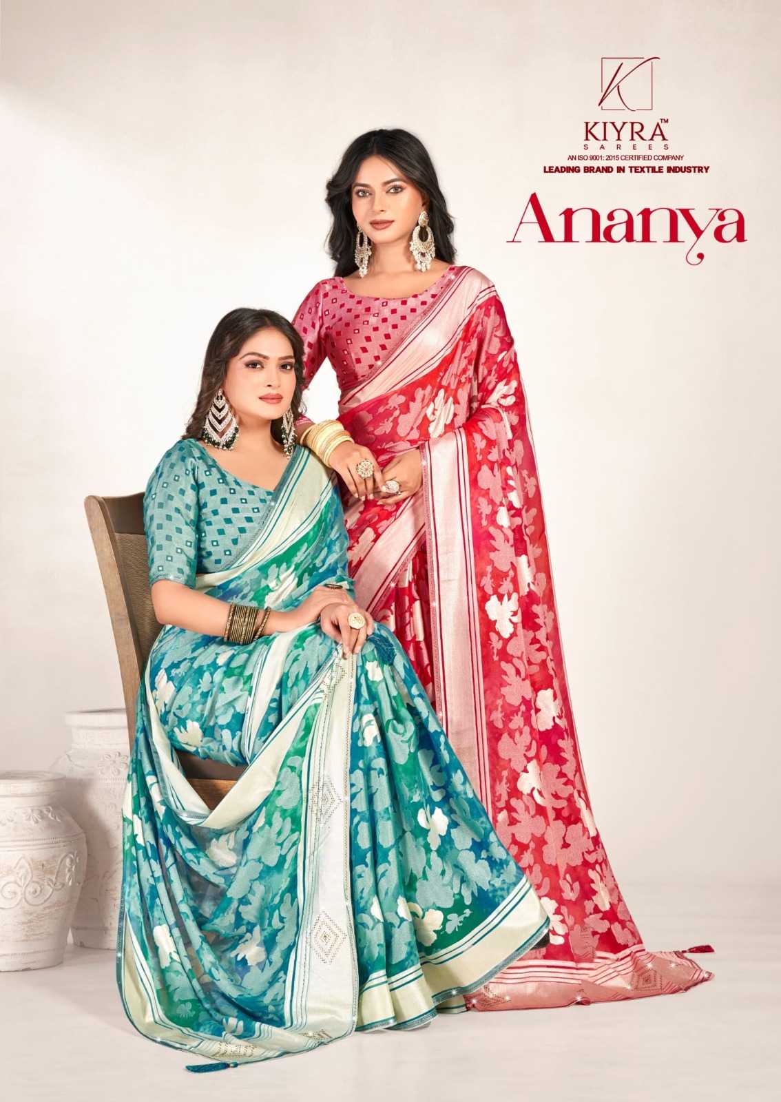 ananya by kiyra sarees brasso pattern foil print saree