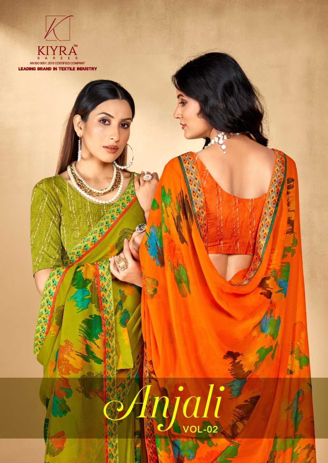 anjali vol 2 by kiyra sarees colourfull 60 grm print saree with dyeble blouse