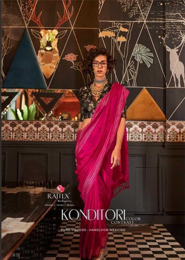 rajtex konditori party wear viscose handloom weaving saree with fancy blouse 