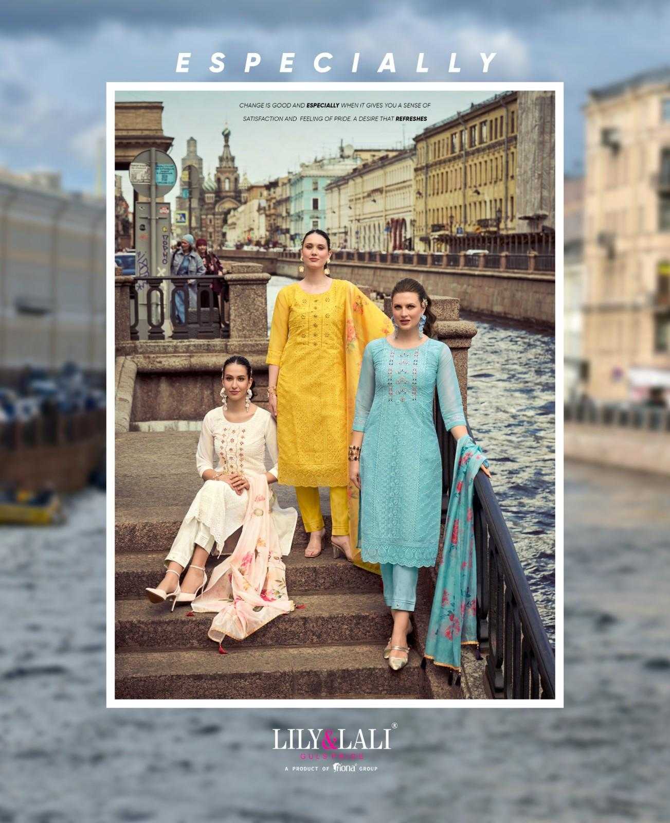 chikankari vol 2 by lily & lali organza handwork fullystitch exclusive top pant dupatta 