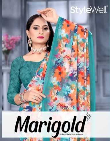 stylewell marigold amazing digital print saree with blouse 