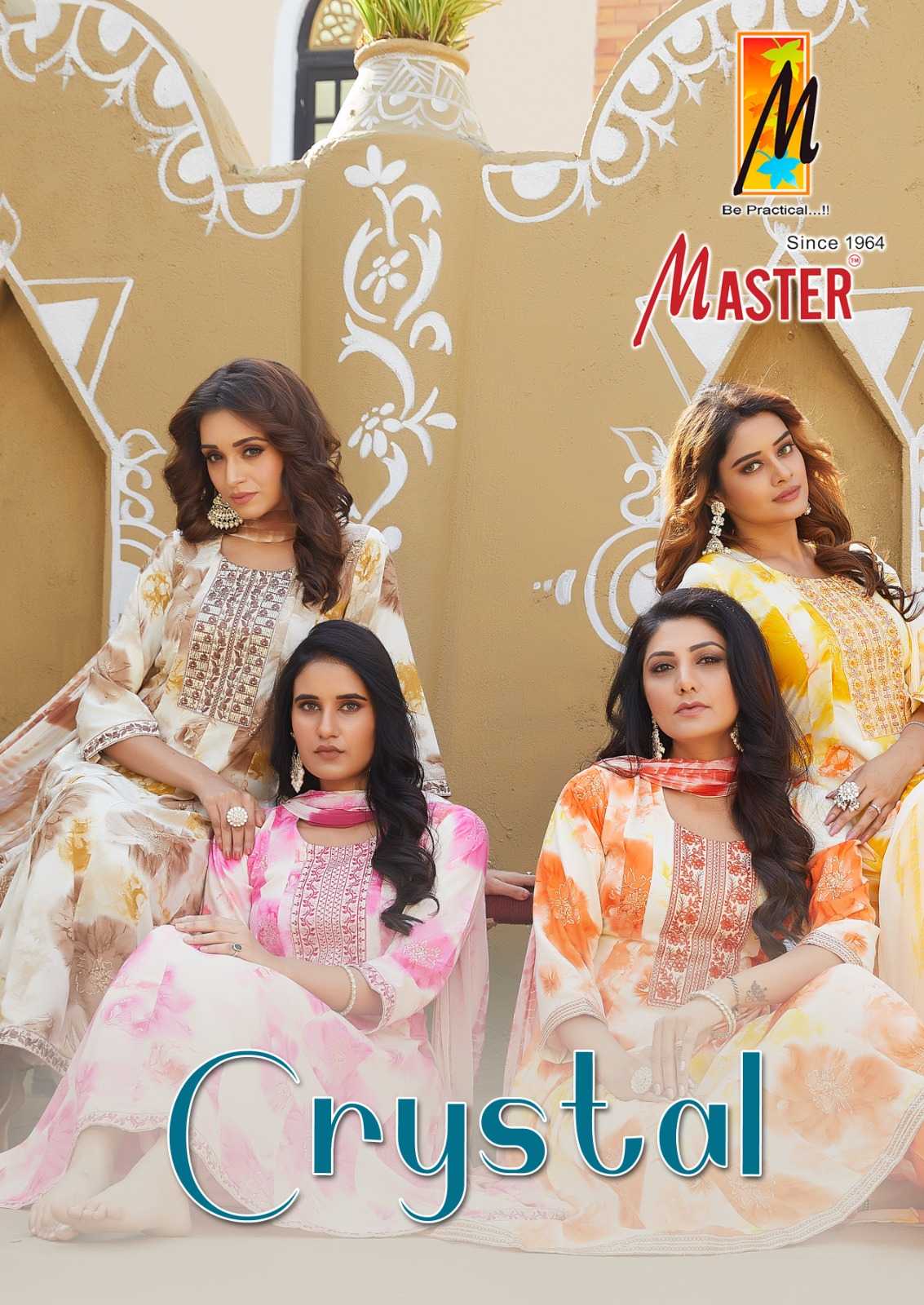 crystal by master fully stitch ghera rayon print classic look salwar kameez