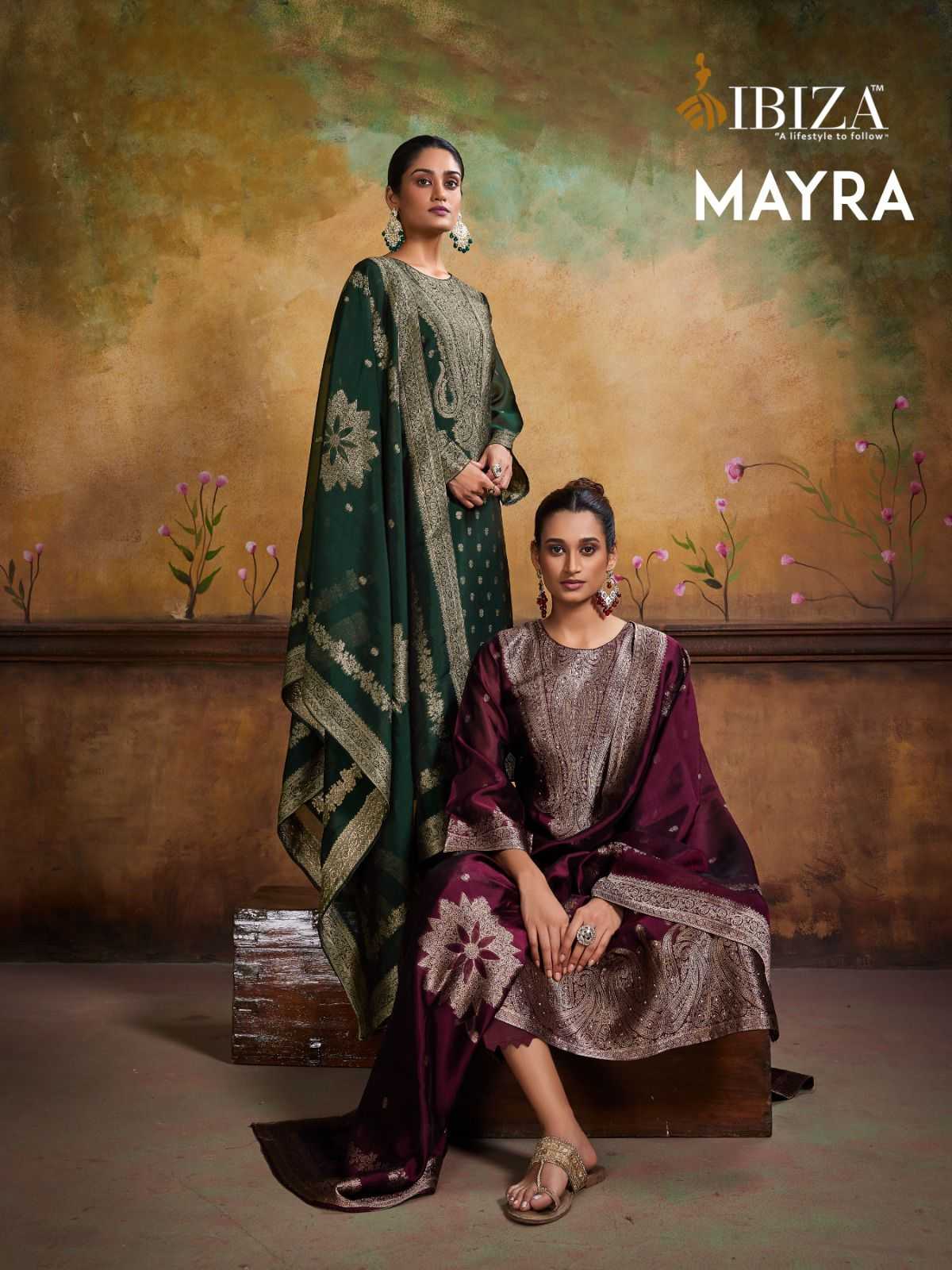 ibiza by mayra banglory silk party wear jacquard with handwork ladies suit