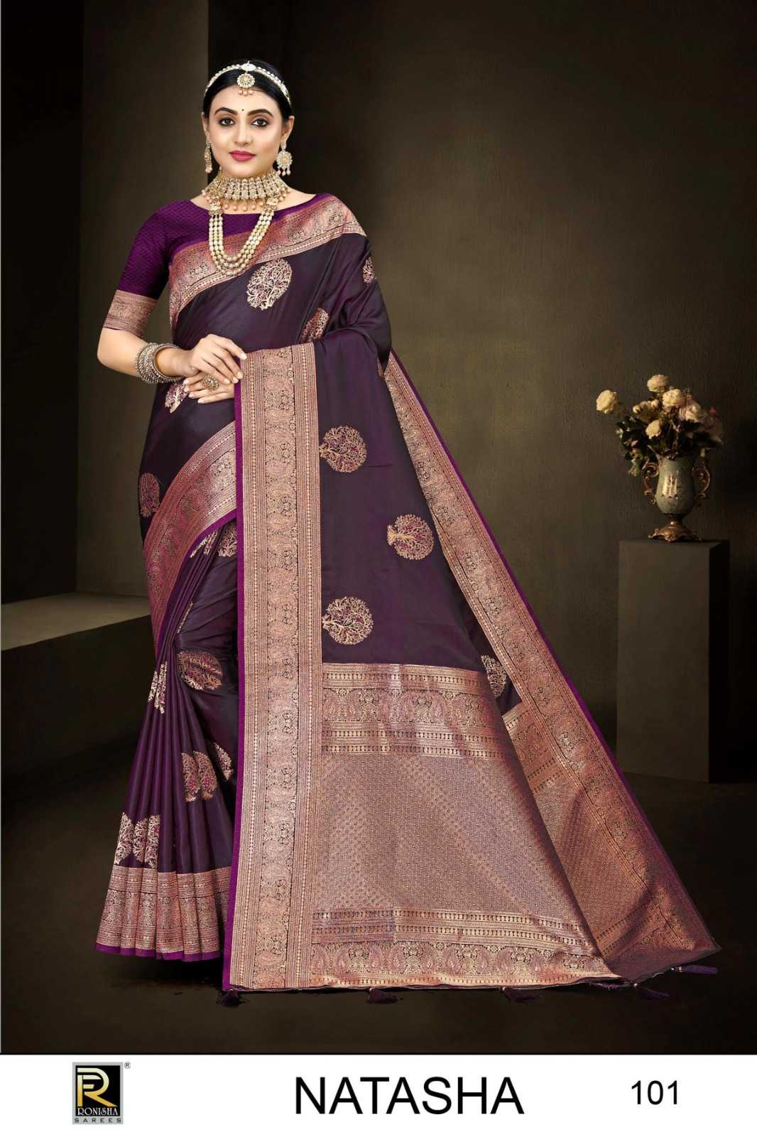 RANJNA SAREE NATASHA BANARASI SILK PREMIUM FABRICS  EXCLUSIVE SAREE COLLECTION 