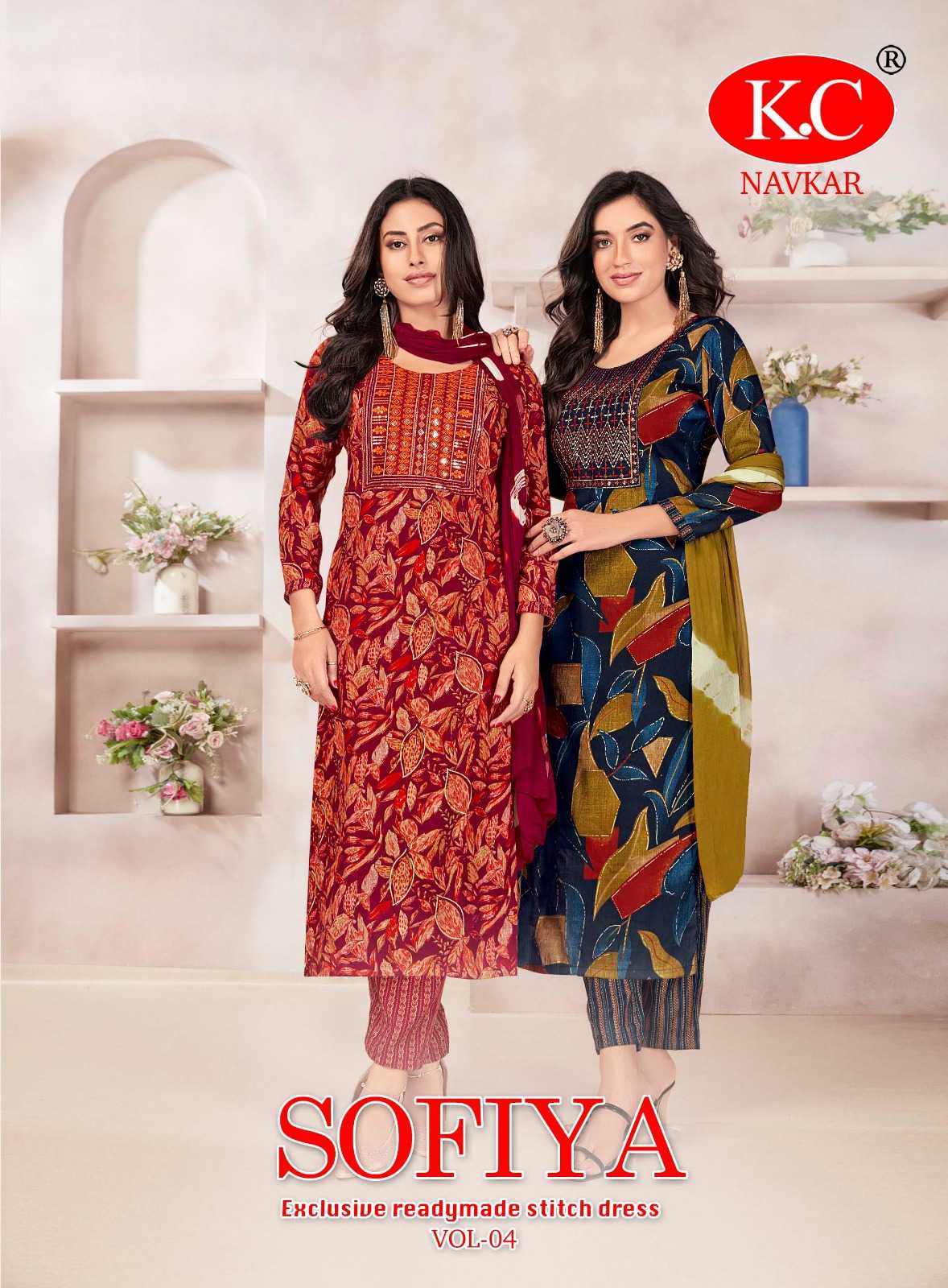 sofiya vol 4 navkar creation capsule print fully stitch pretty look 3pcs dress