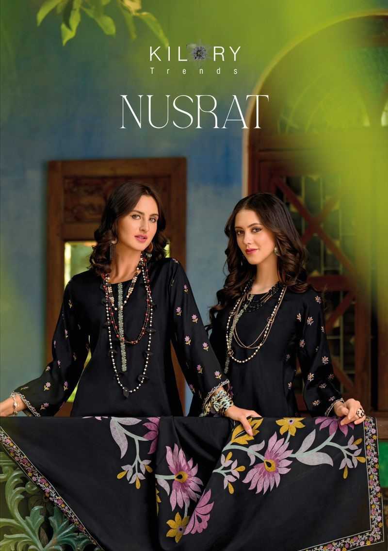 kilory trendz nusrat musline digital print solid design pakistani salwar kameez