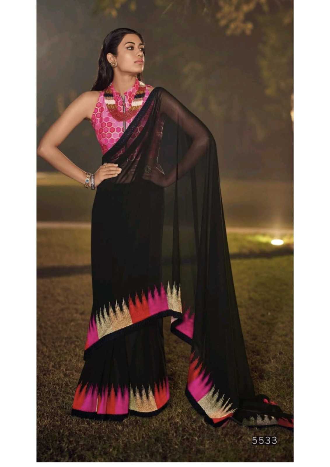 sanskar tex prints party wear 5533 georgette thread work saree