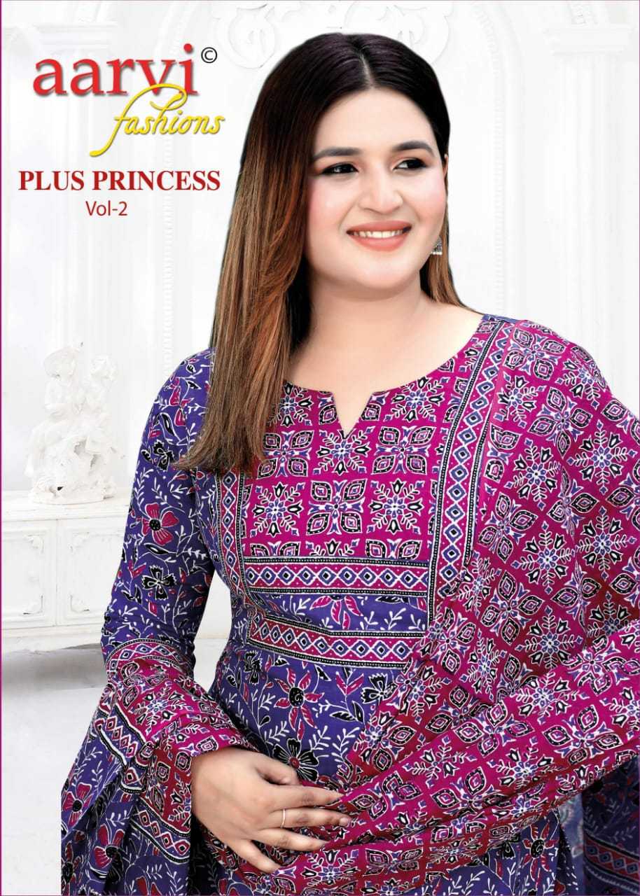 aarvi fashion plus princess vol 2 fullstitch cotton print plus size 3pcs suits