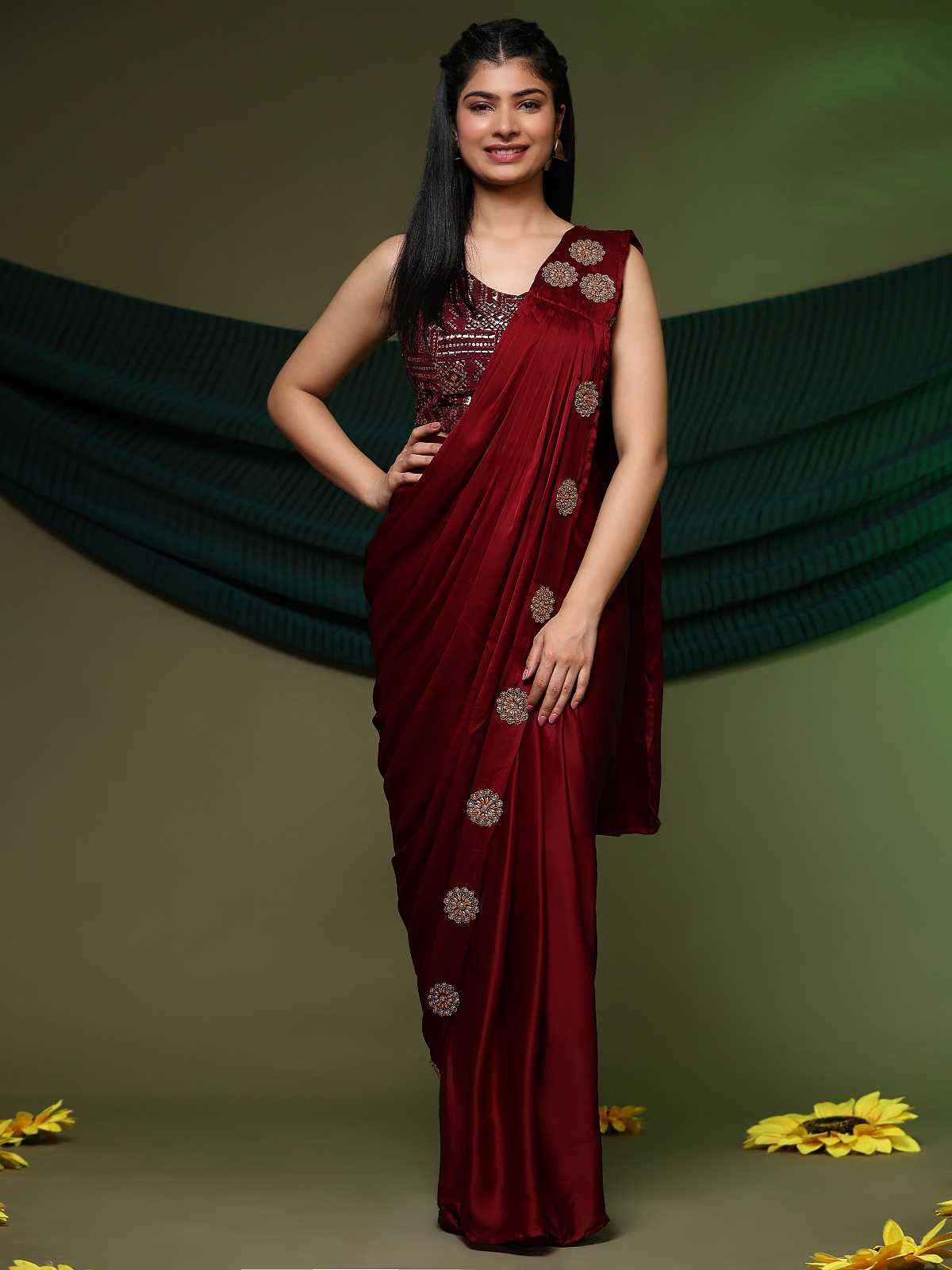 pr a273 super hit design satin sequin work ready to wear sarees