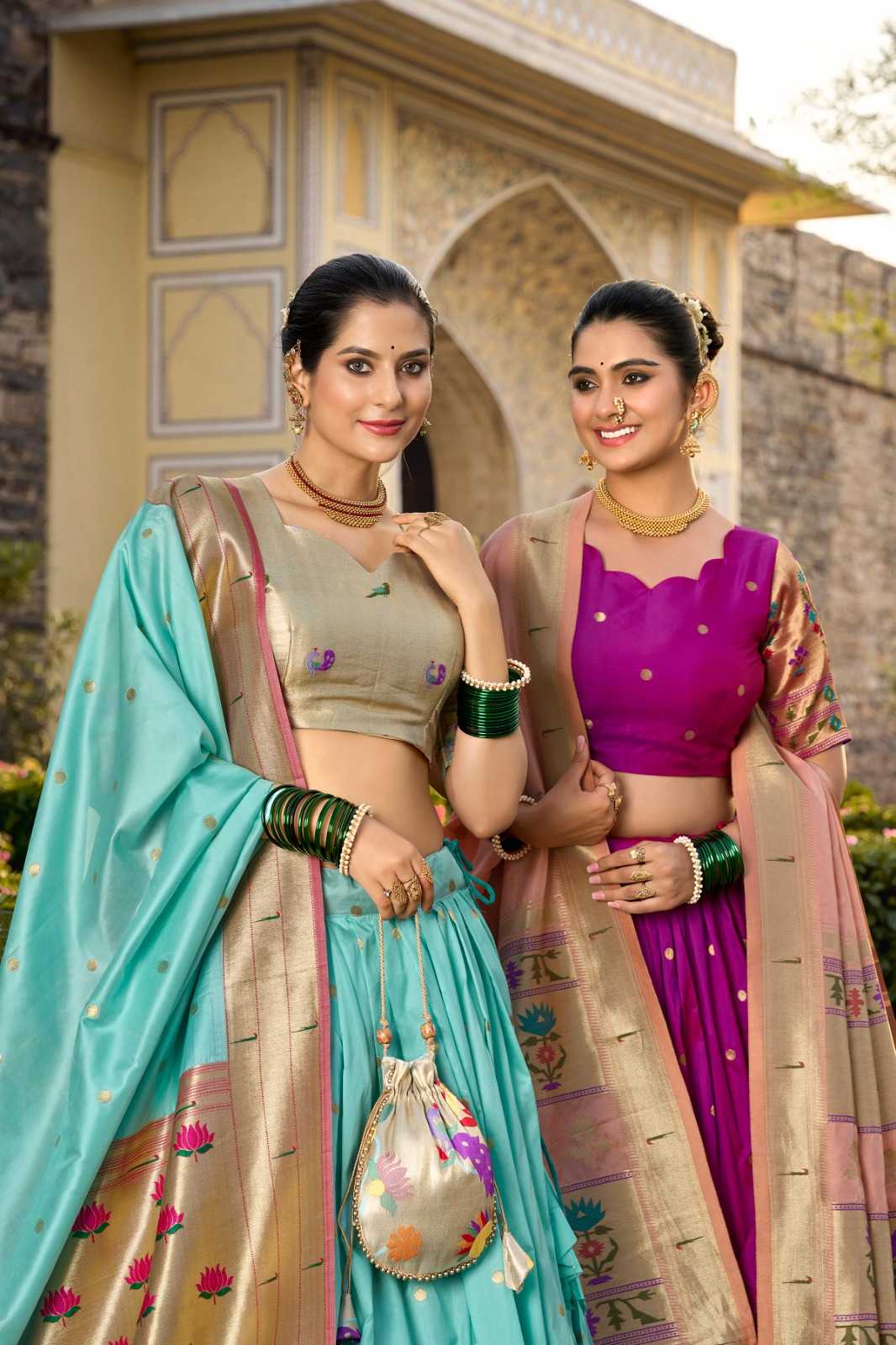 pr aakanksha jacquard silk weaving pattern stitch lehenga unstitch blouse festive catalog 