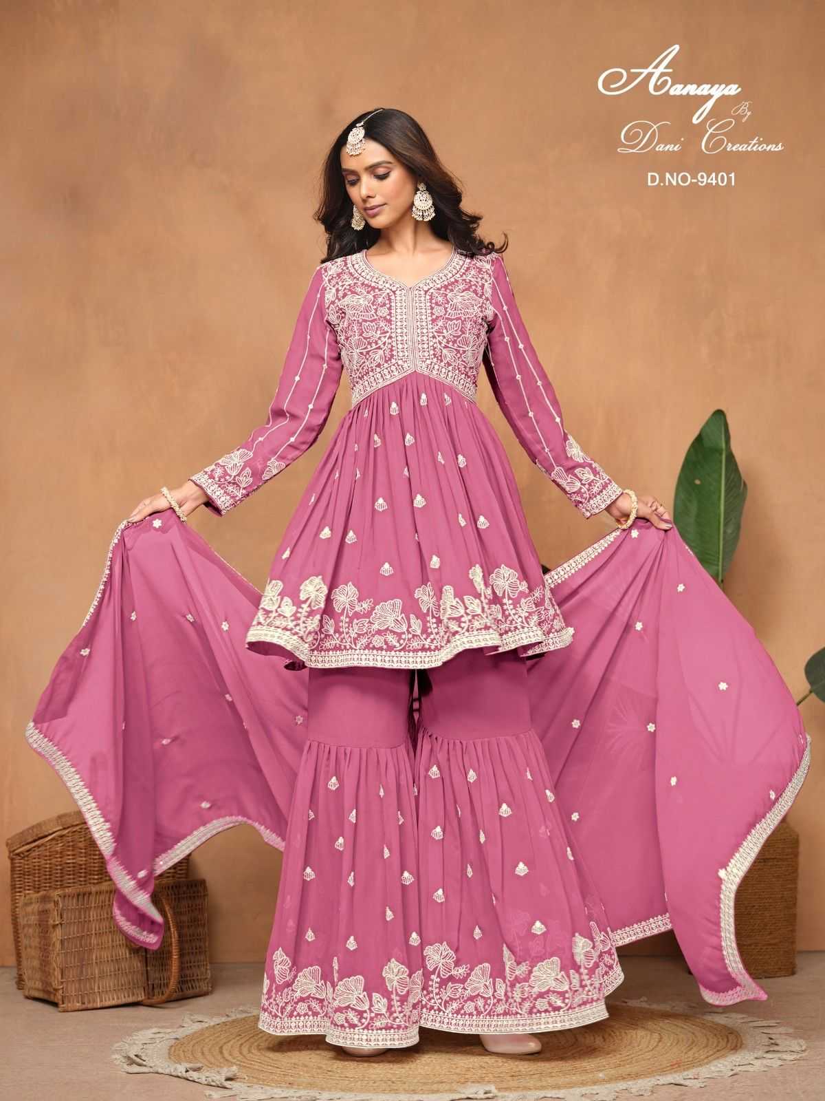 pr aanaya vol 194 georgette pattern pretty look 3pcs dress