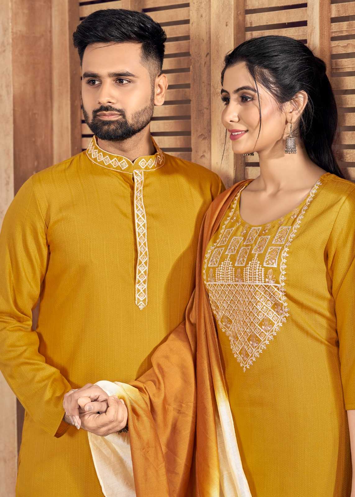 pr couple goal vol 6 kurta with payjama and kurti pant with dupatta for couple combo set exports 