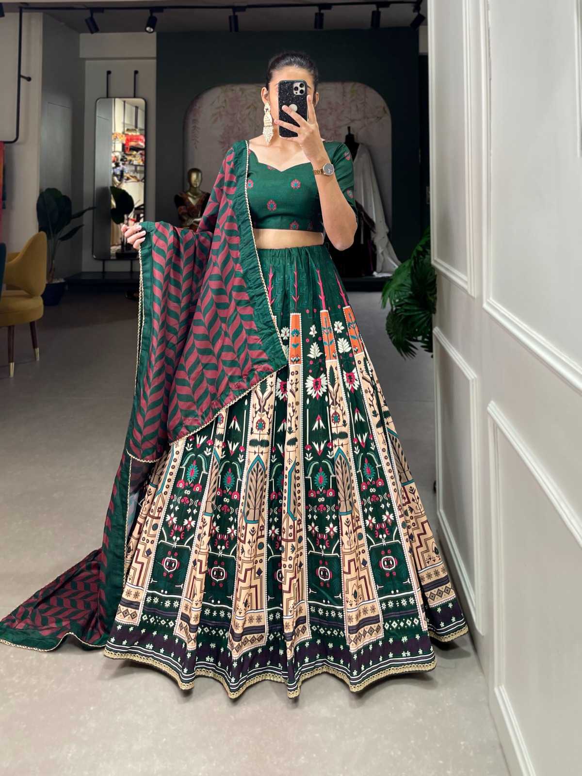 pr lnb1253 ethnic style vaishali silk semi stitch lehenga with unstitch blouse dupatta