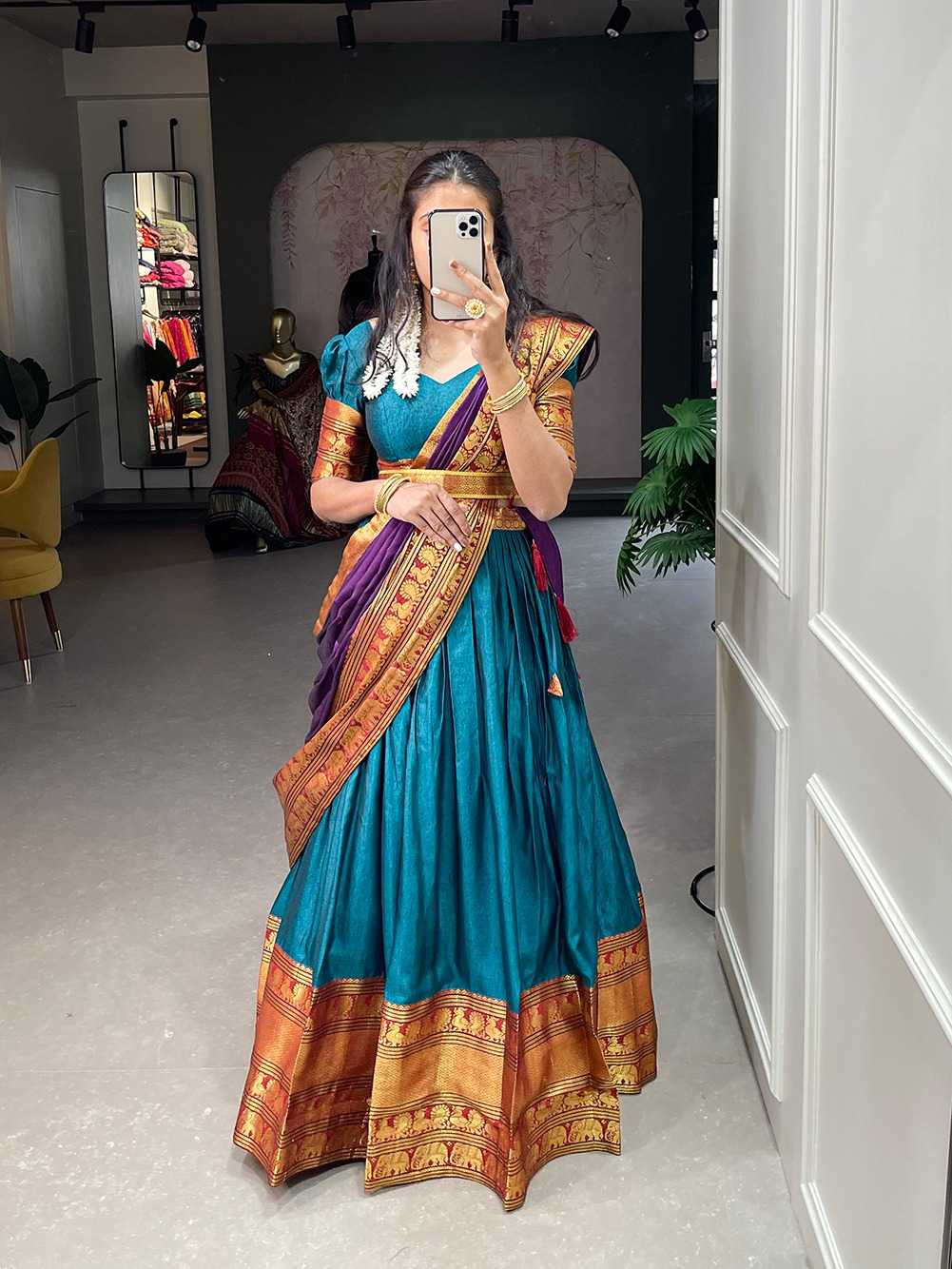 pr lnb2040 stylish zari weaving work stitch lehenga with unstitch blouse dupatta