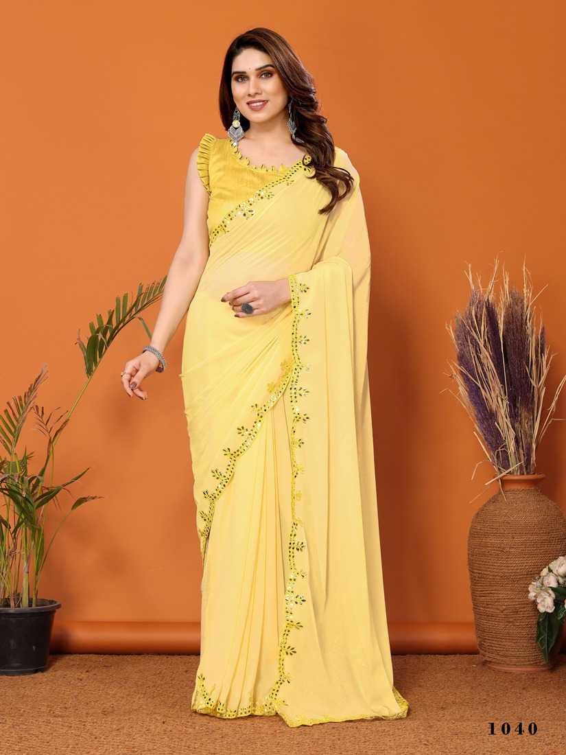 pr starwalk vol 5 plain saree with mirror work saree with blouse