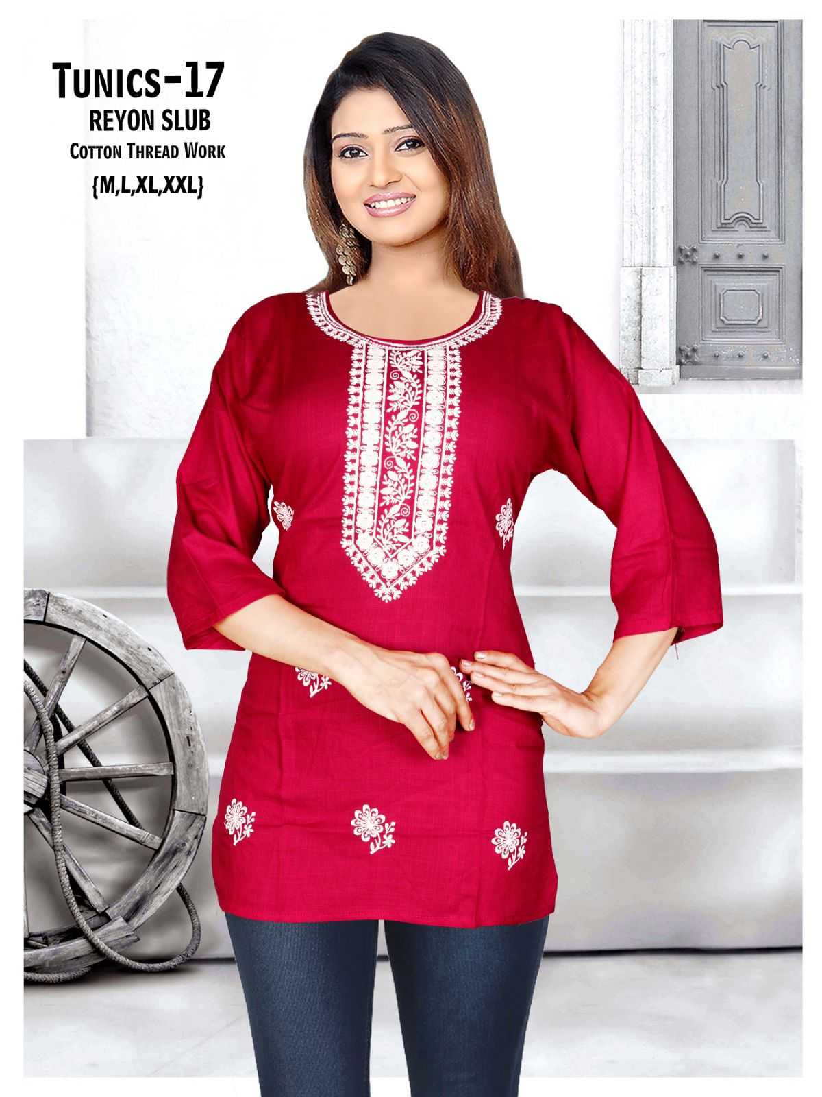 pr tunics rayon full stitch new trendy combo set short western top exports 