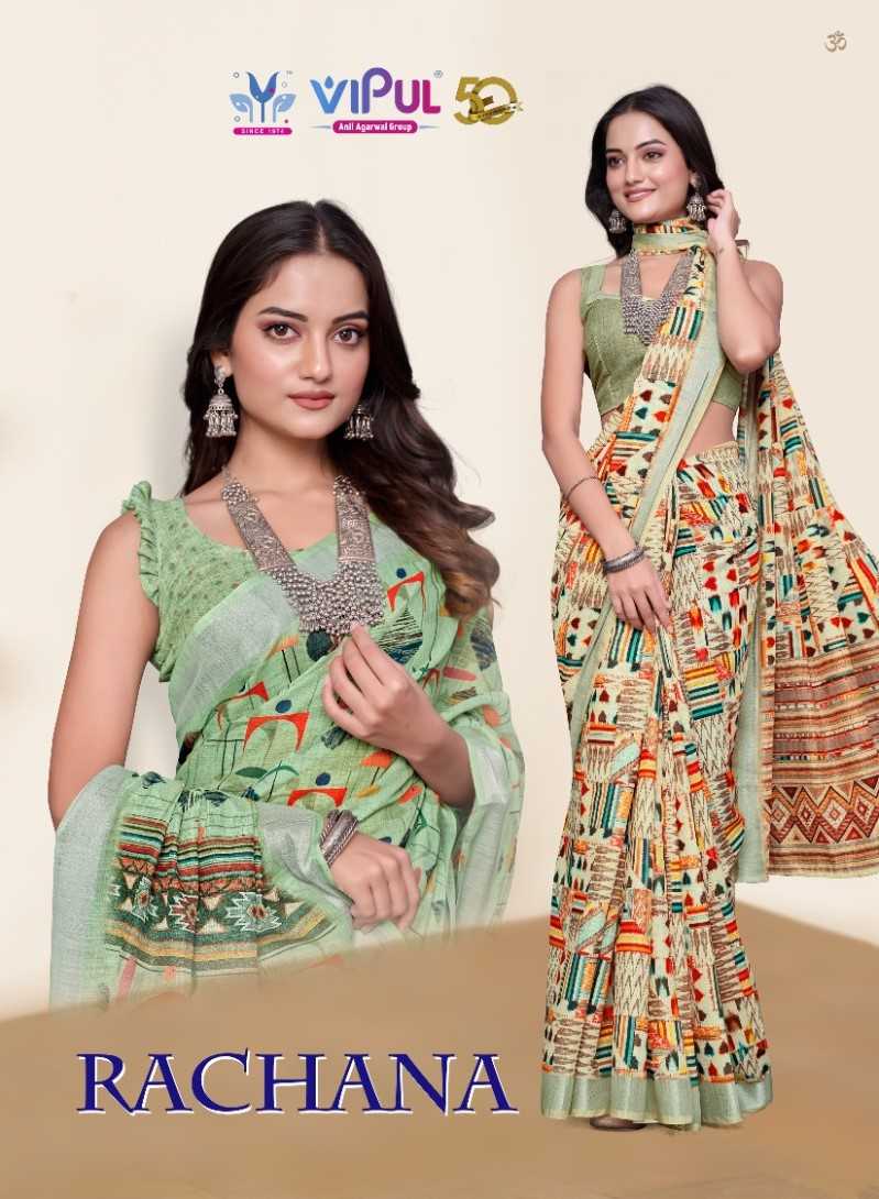 vipul rachana fancy comfy wear linen print saree with blouse 