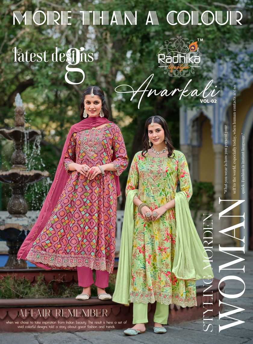 anarkali vol 2 by radhika lifestyle big size embroidery work readymade suits