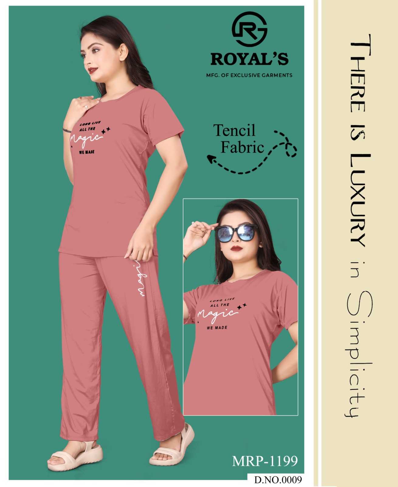 raghav royals launch tencil 0009 stylish lycra readymade night suit exports 