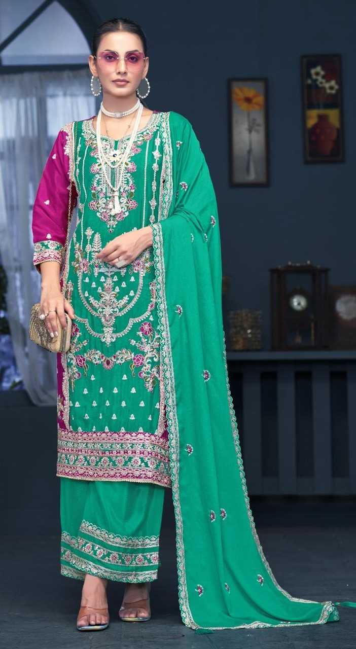 1178by ramsha chinon embroidery work elegance full stitch pakistani 3pcs dress