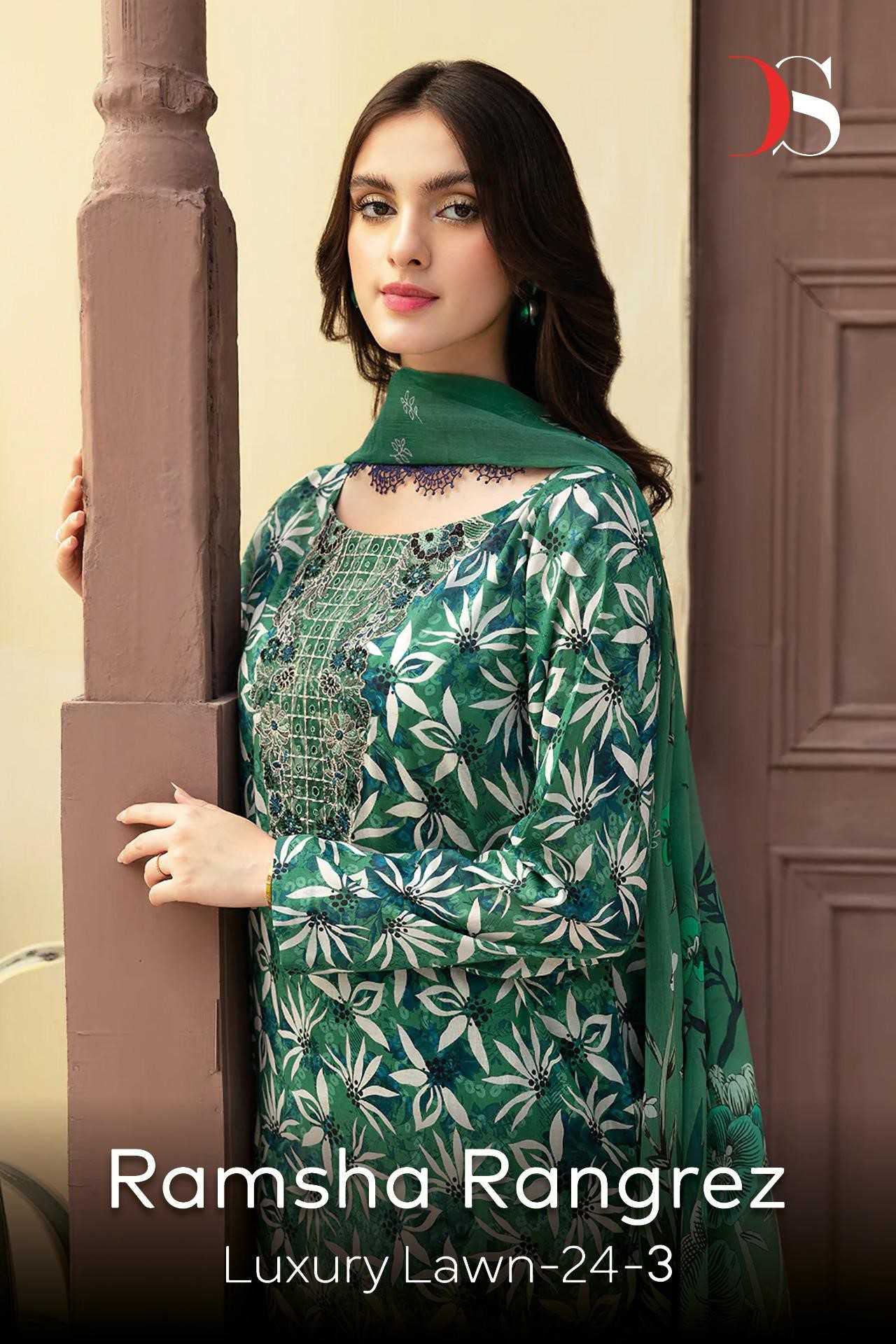 deepsy suits ramsha rangrez 24-3 luxury lawn cotton printed 3pcs ethnic dress 