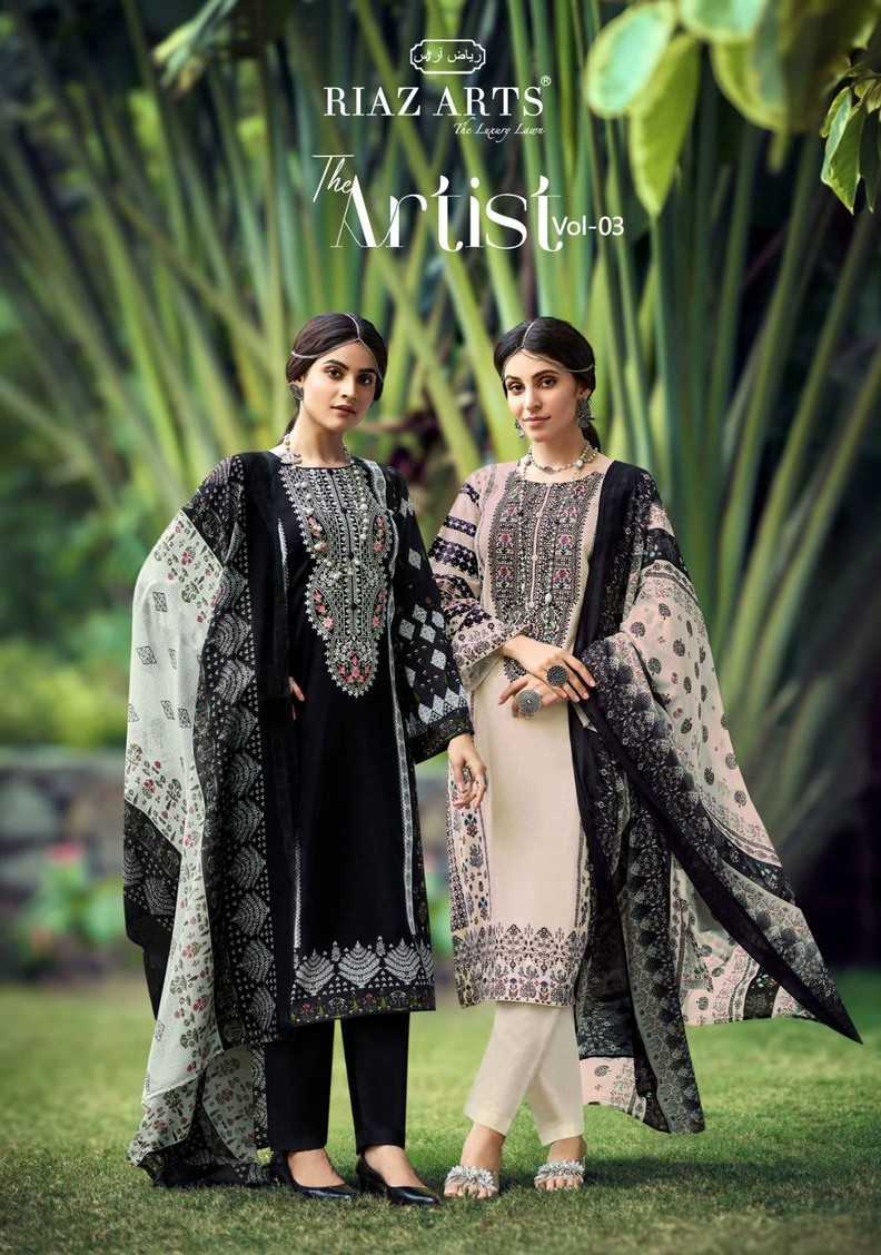 the artist vol 3 by riaz arts latest preety look 3 pcs pakistani dress