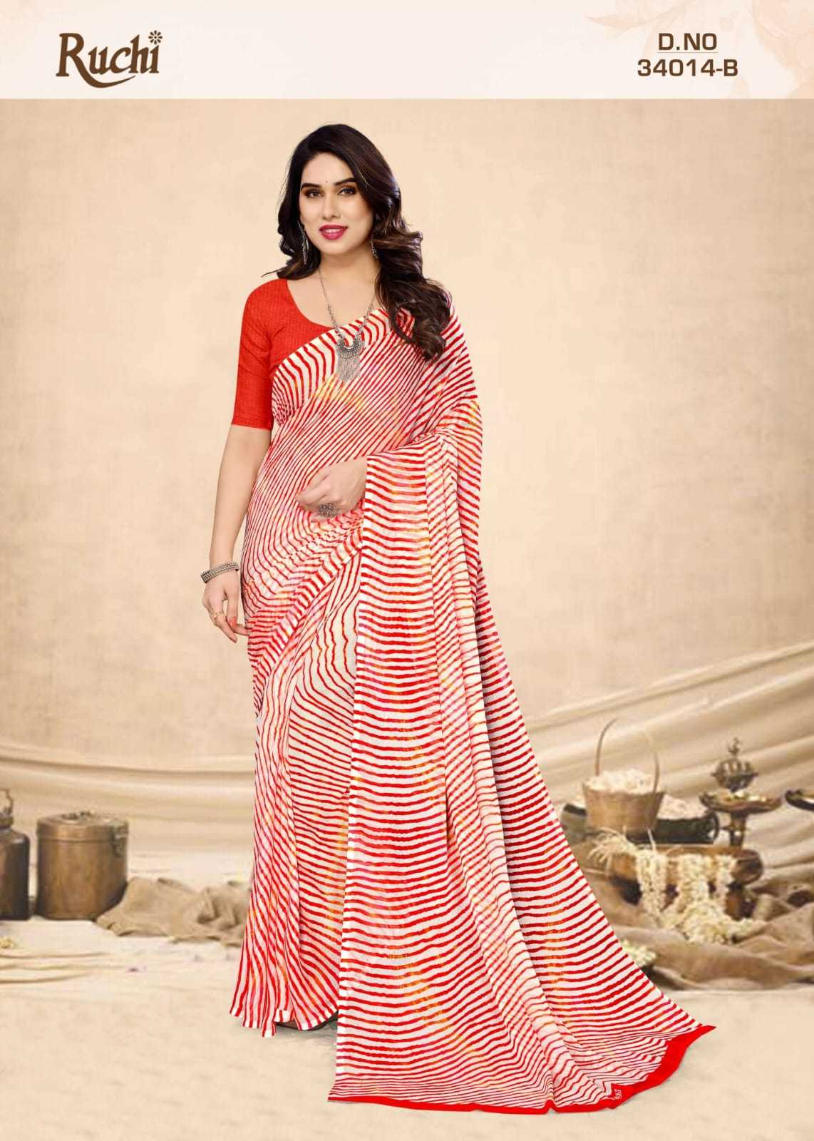 star chiffon lehriya vol 14 by ruchi goregous look saree with blouse 