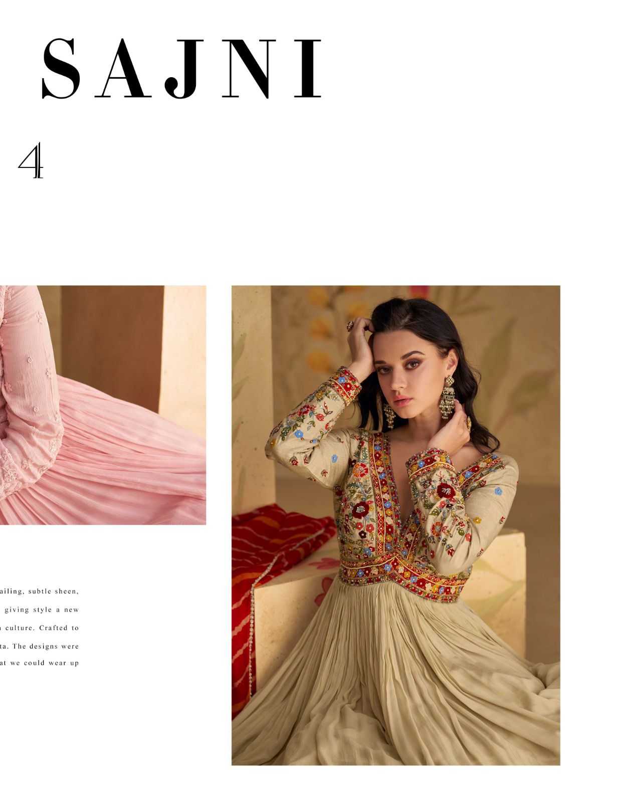 sayuri designer sajni readymade chinon silk occasion wear gown style salwar suit  