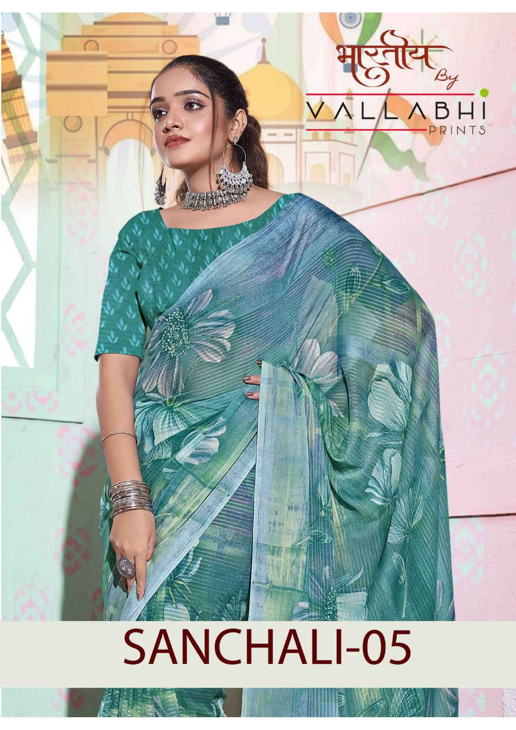 vallabhi prints sanchali vol 5 beautiful printed saree with blouse