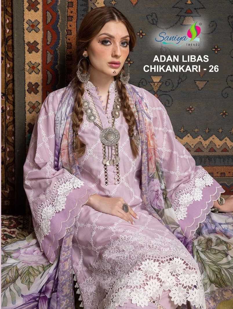 adan’s libas chikankari 26 by saniya trendz fancy cotton salwar kameez 