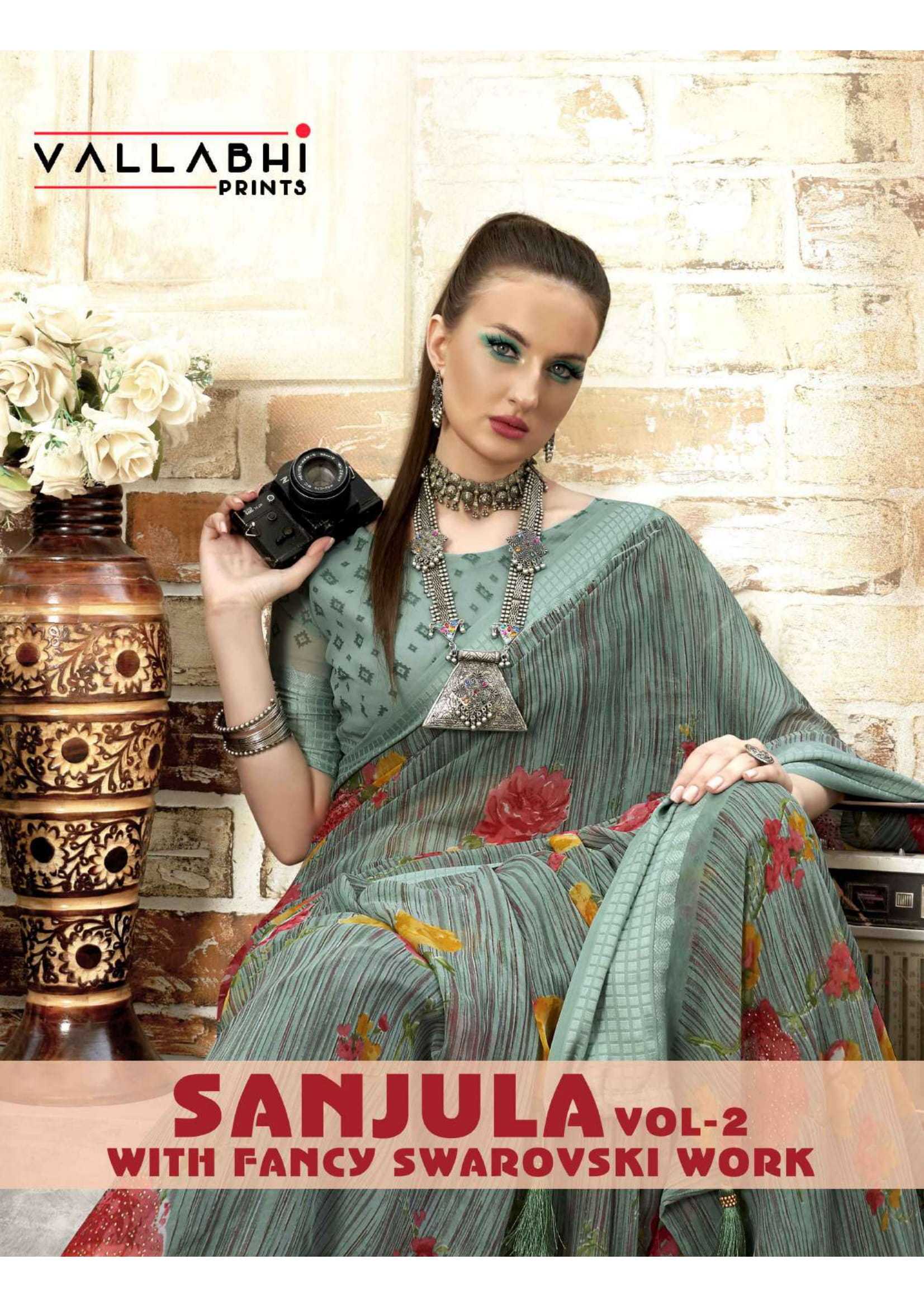 vallabhi prints sanjula vol 2 stylish georgette pretty look swarosaki work saree