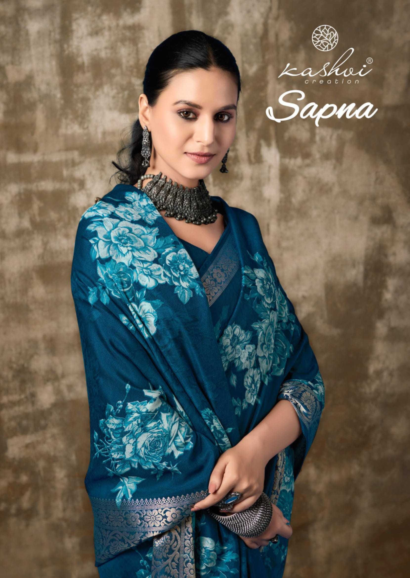 kashvi creation sapna beautiful design muslin silk saree supplier 