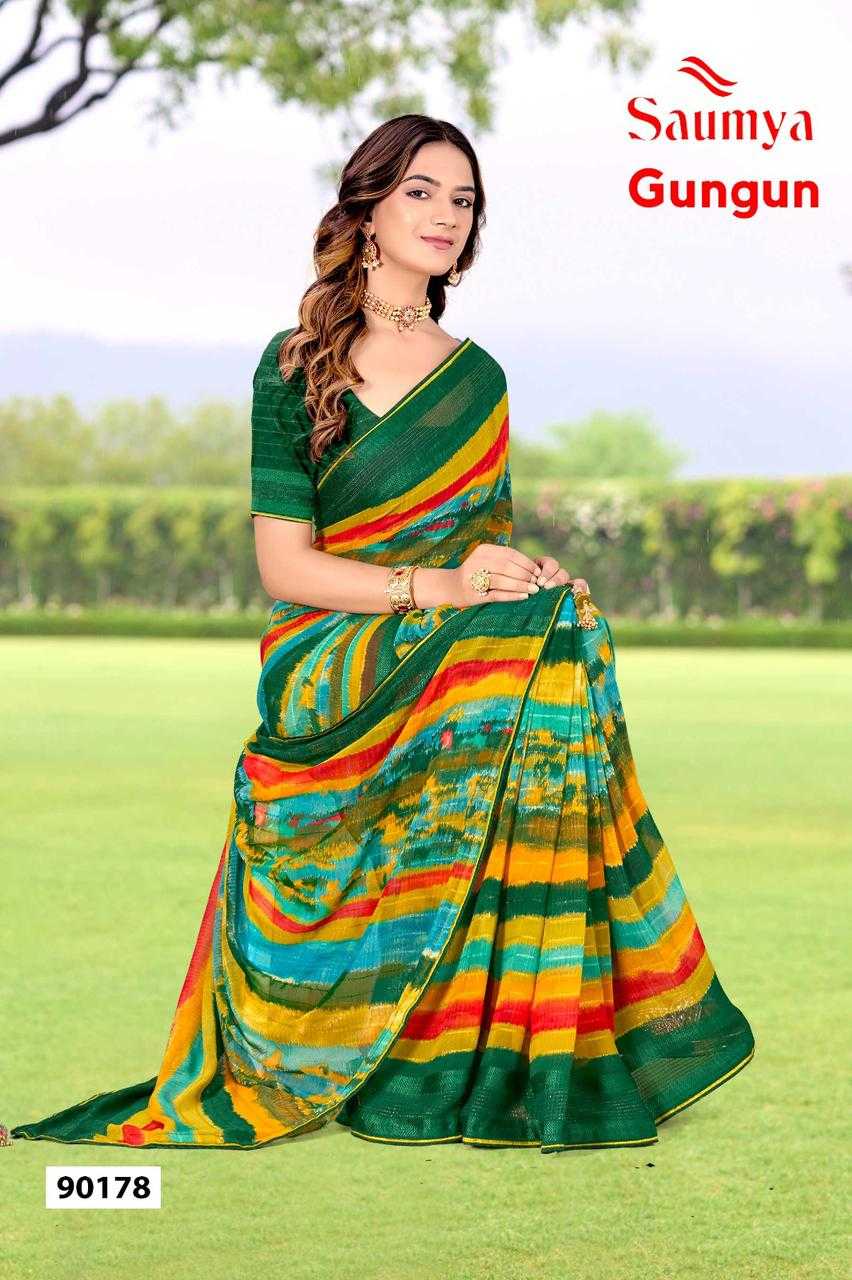 gungun by saumya popular design georgette viscose saree with blouse 