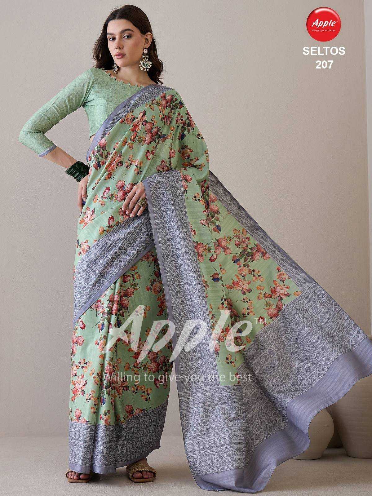 apple seltos vol 2 cotton silk new trendy saree with fancy blouse 