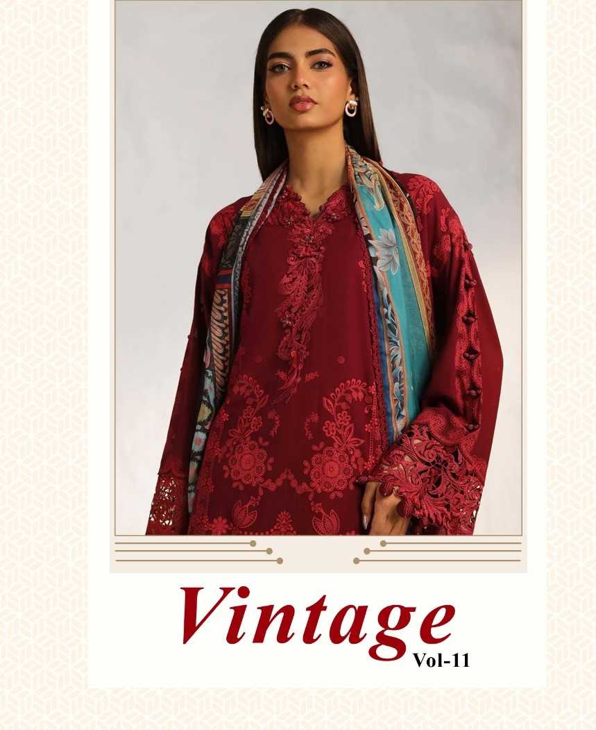 vintege vol 11 by sharaddha lawn new design modern pakistani 3pcs dress