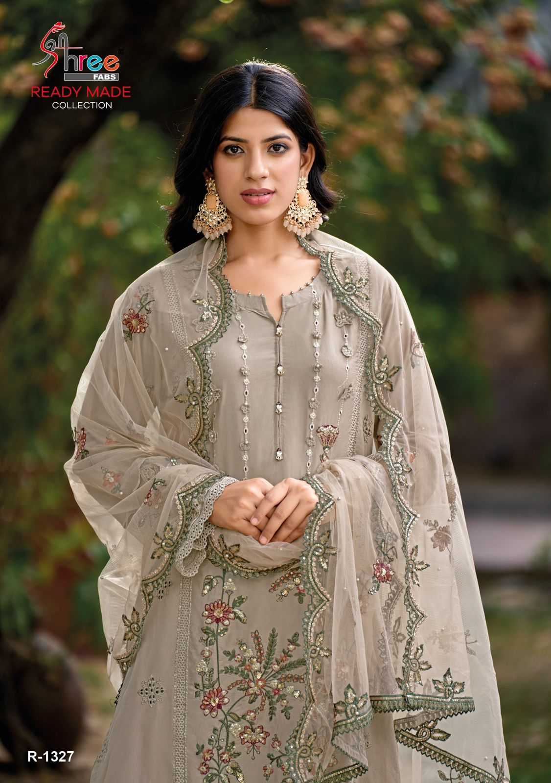 1327 by shree fabs kashmiri work cotton readymade 3pcs suits