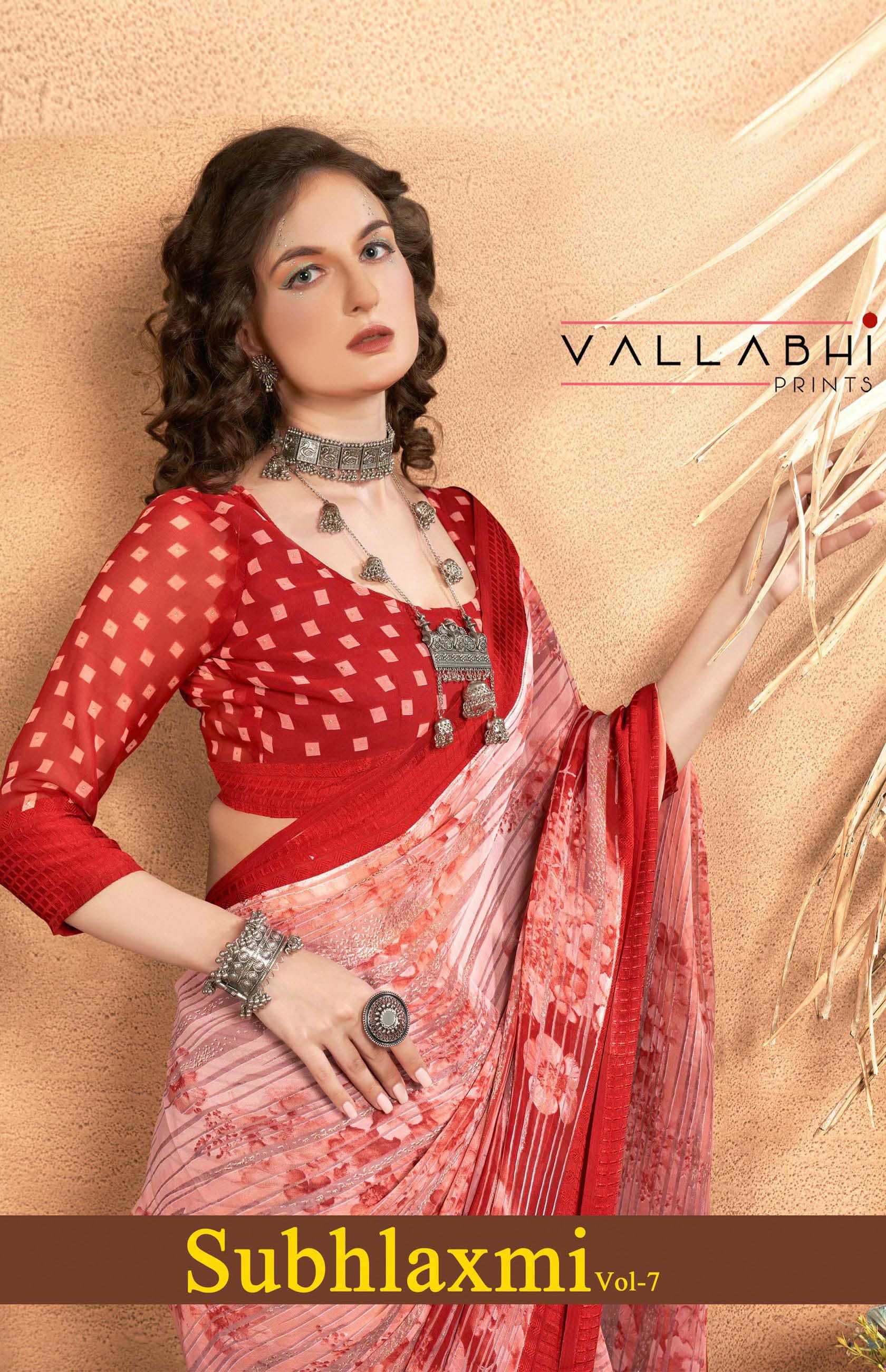 vallabhi prints shubhlaxmi vol 7 classic look georgette saree with blouse 