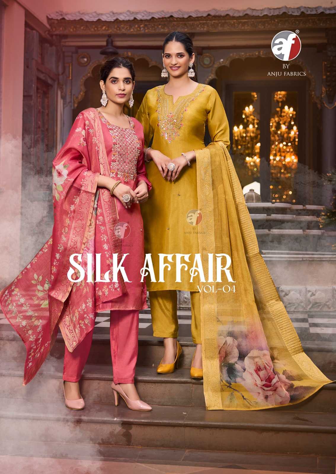 anju silk affair vol 4 tissue shimmer occasion wear readymade big size salwar suit 