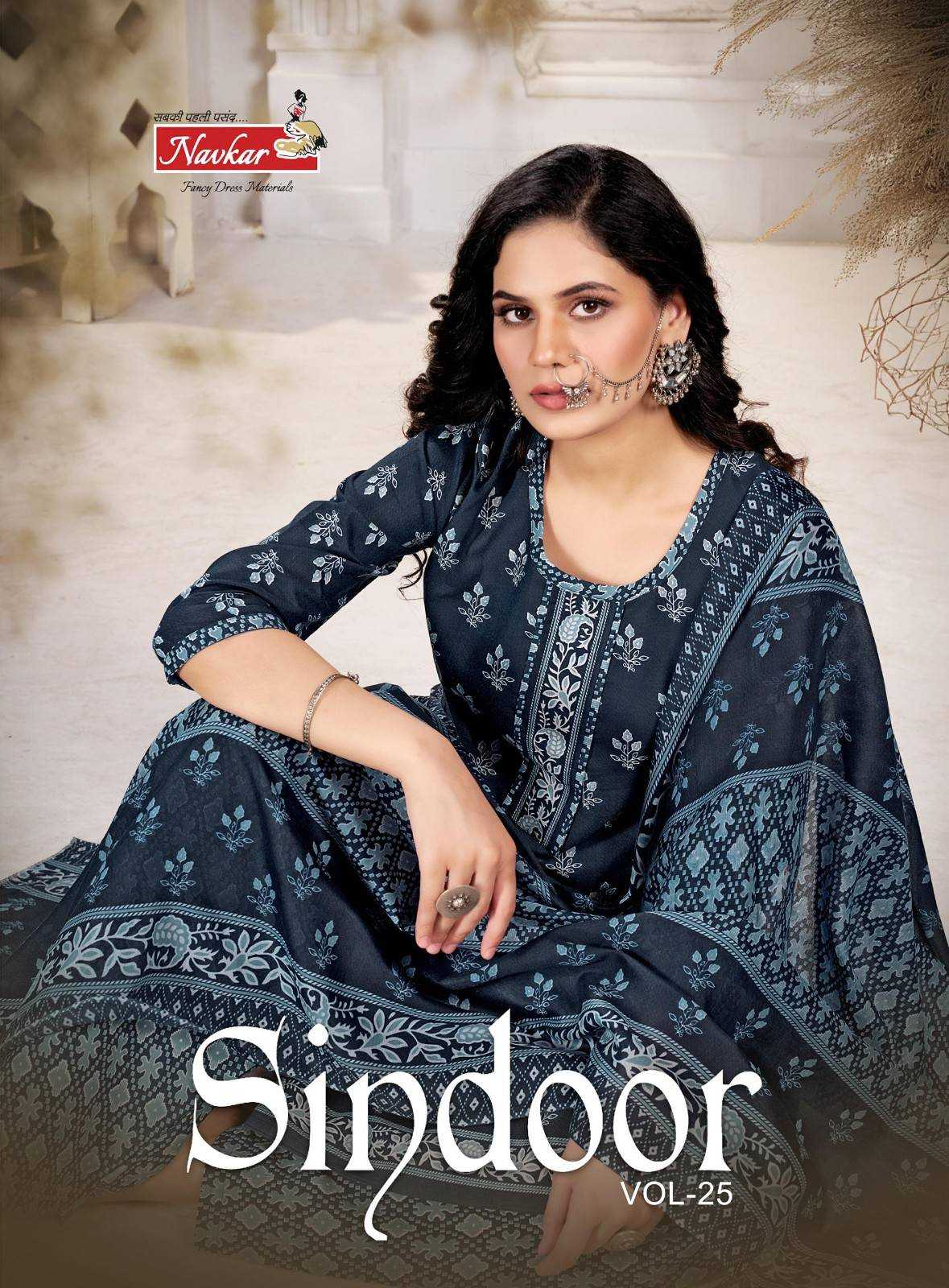 navkar sindoor vol 25 cotton print new trendy fully stitch 3pcs dress 
