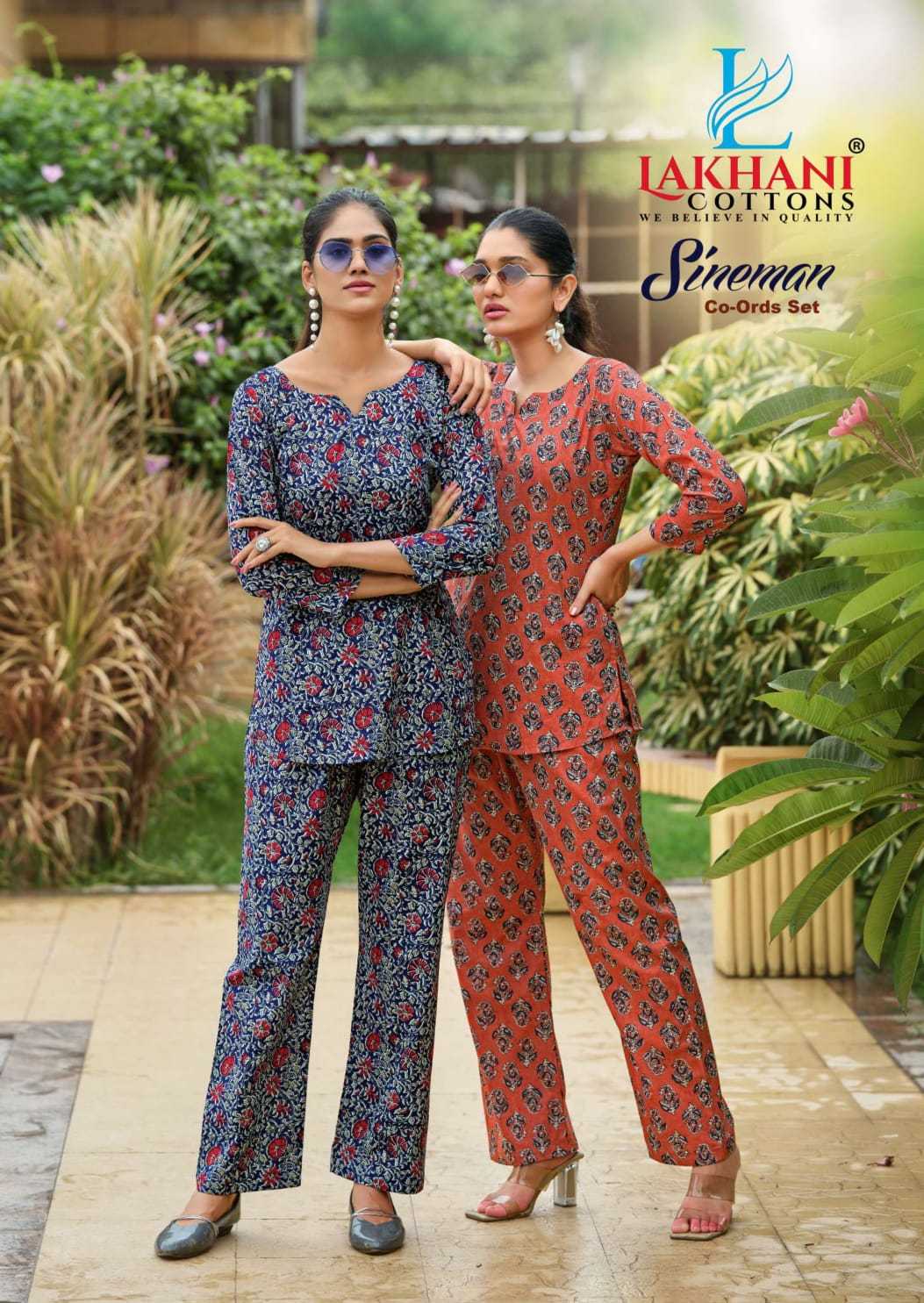 lakhani cotton sineman classic look full stitch co-ord set 