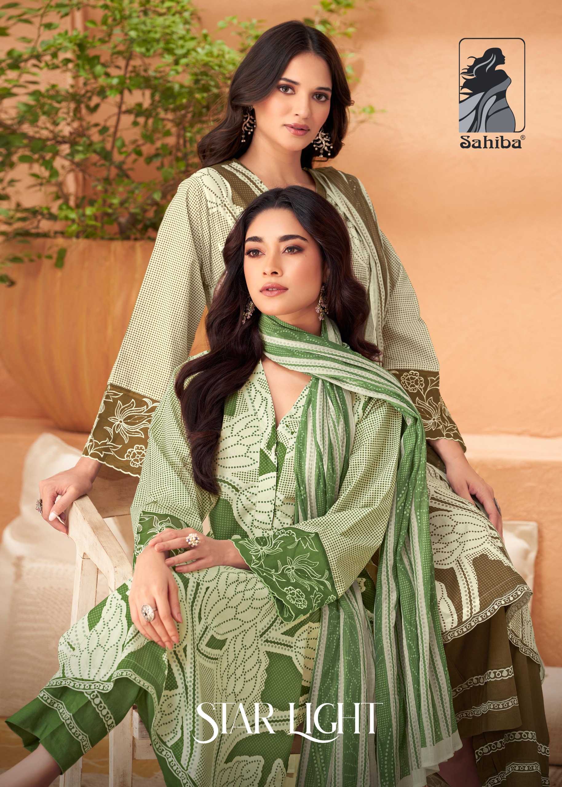 sahiba star light lawn cotton embroidery patti modern pakistani dress material