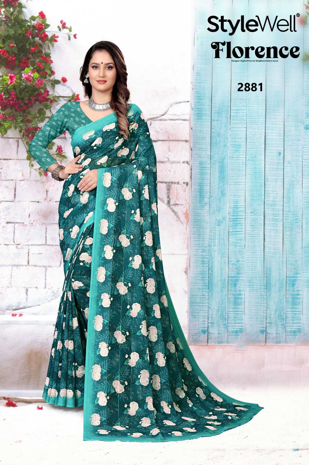 florence by stylewell digital print comfortable classic saree with blouse 