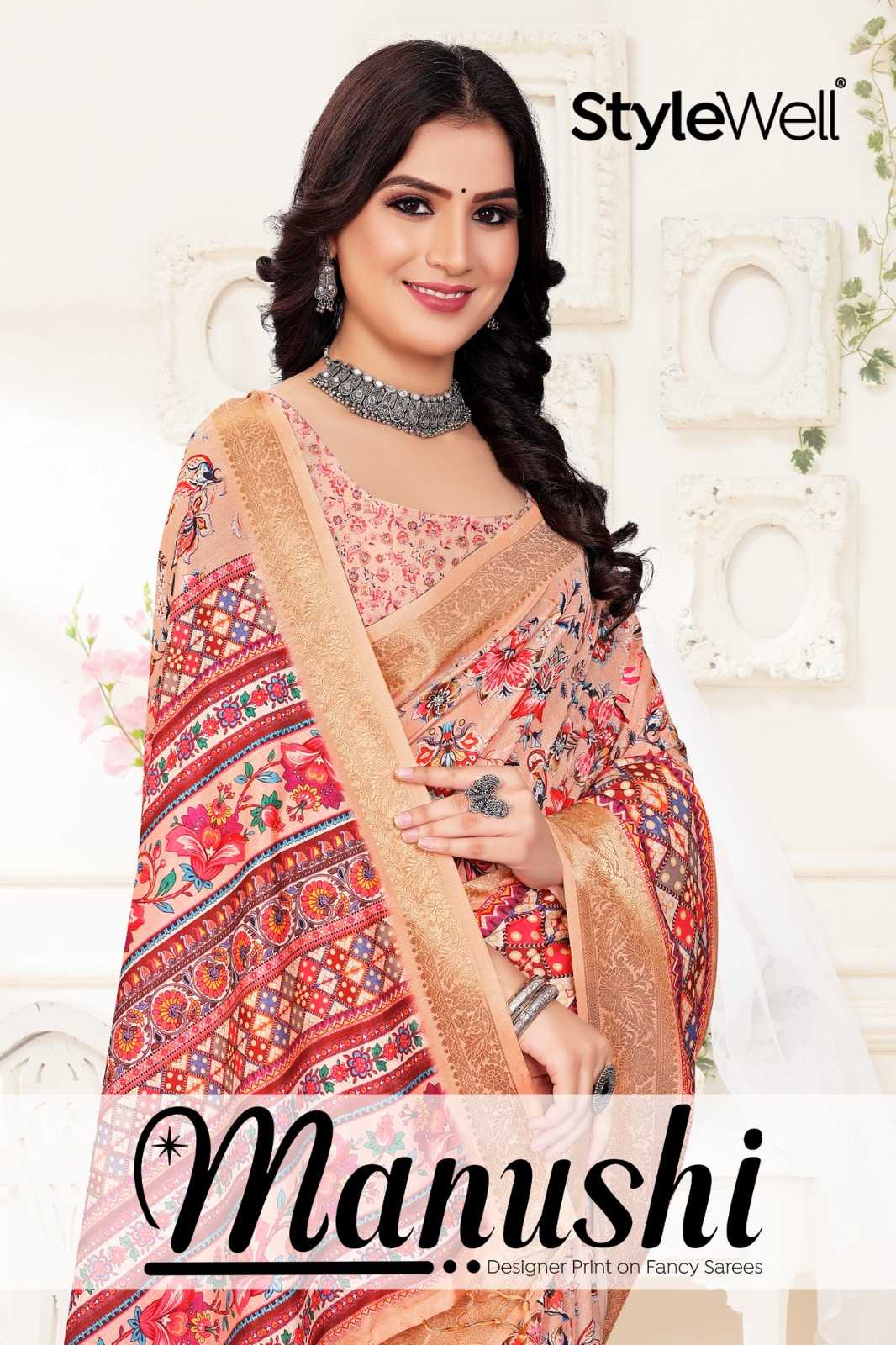 manushi by stylewell fancy elegance unique print saree