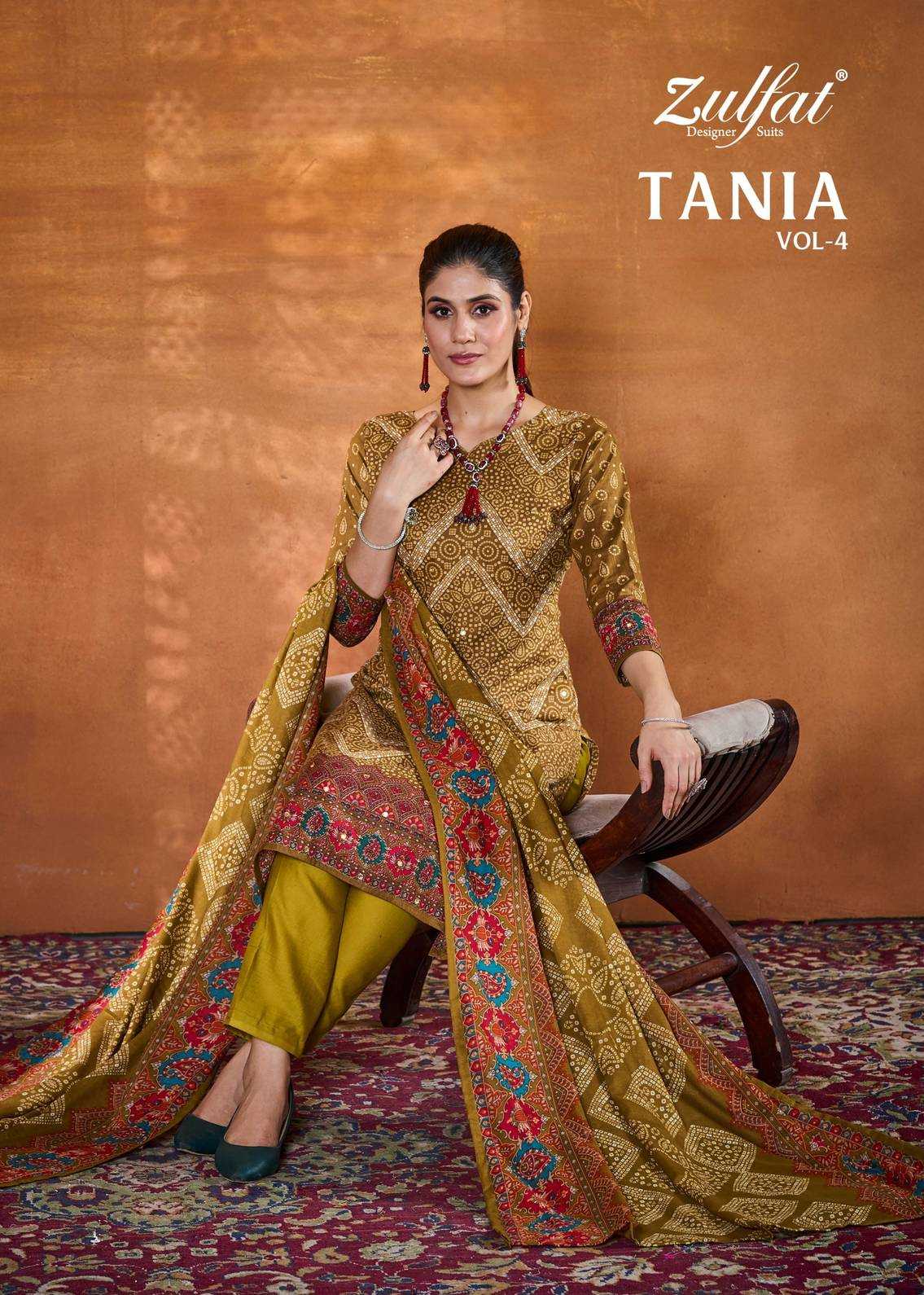 zulfat tania vol 4 designer Printed cotton pattern salwar suits