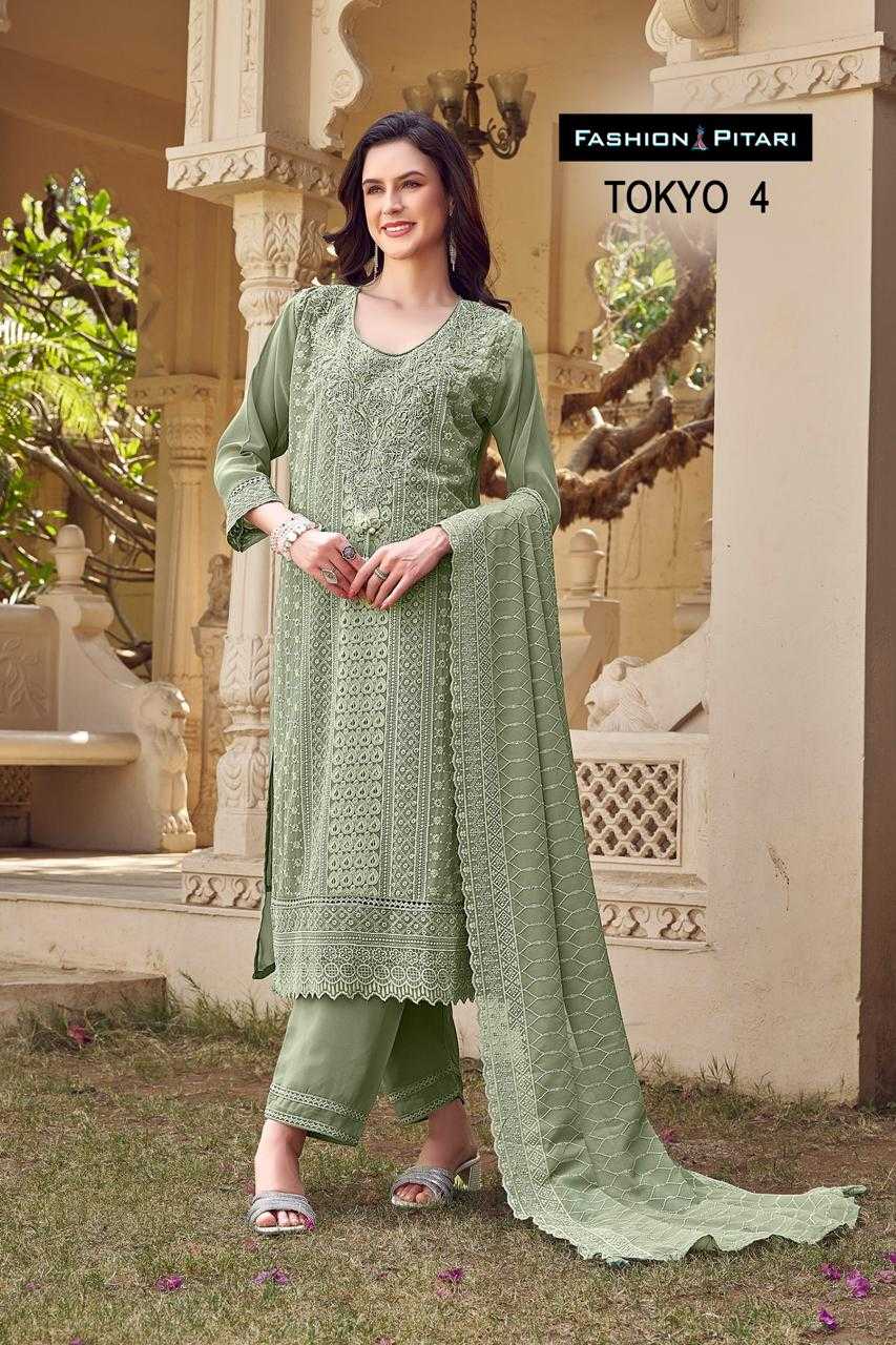 tokyo launch georgette full stitch designer schiffli with handwork combo set ladies suit