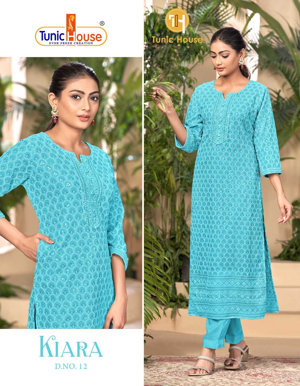 TUNIC HOUSE KIARA CHIKANKARI FANCY KURTI SIZE SET COMBO